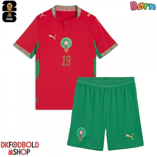 Marokko Youssef En-Nesyri #19 Hjemmebanesæt Børn VM 2026 Kort ærmer (+ korte bukser)